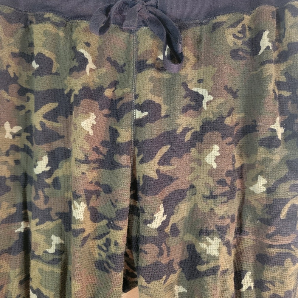 Polo Ralph Lauren Mens Camo Thermal Jogger Pants Green Waffle Knit Lounge Large - Picture 2 of 8